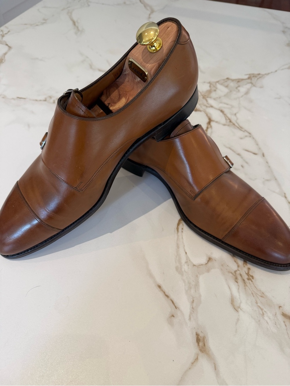 Men's Brown Leather Monk Strap Dress Shoes